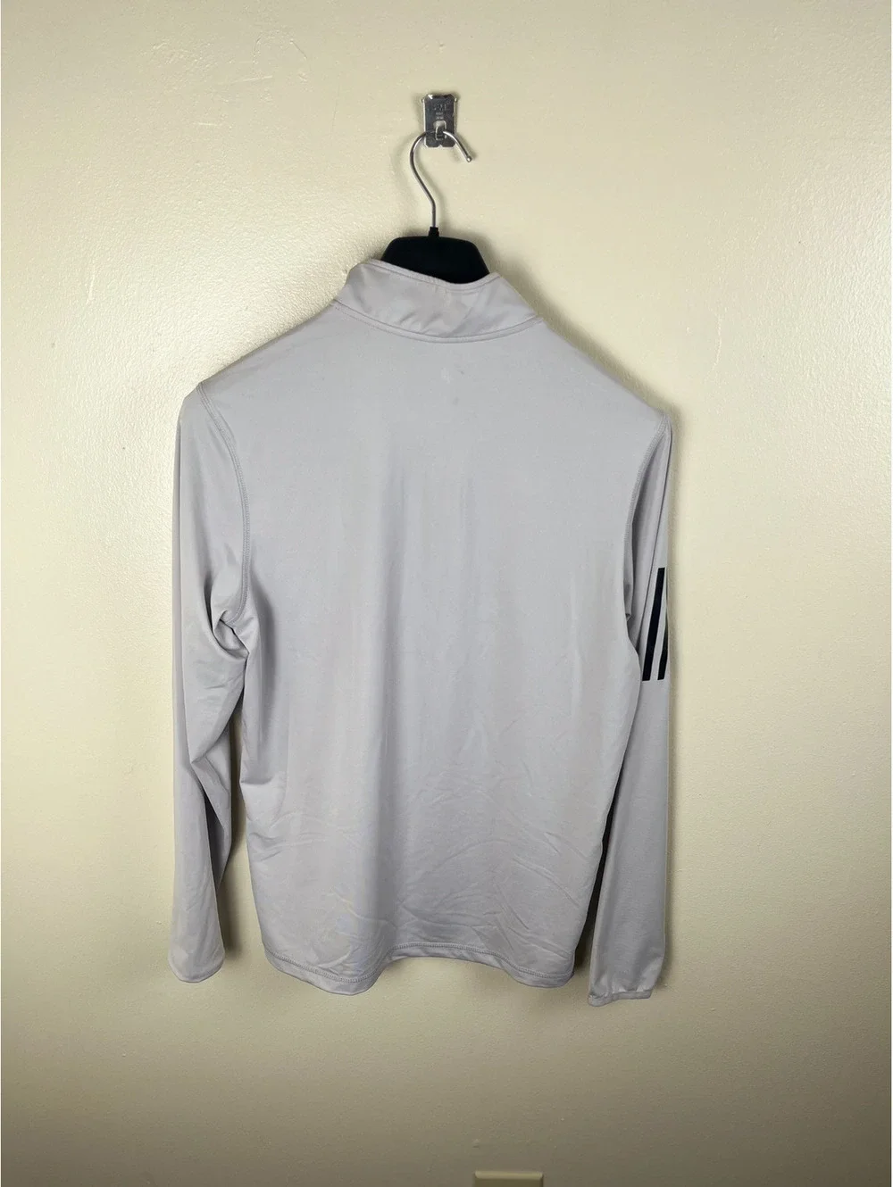 Adidas Quarter-Zip Pullover Men's Small Light Grey Mock Collar Performance